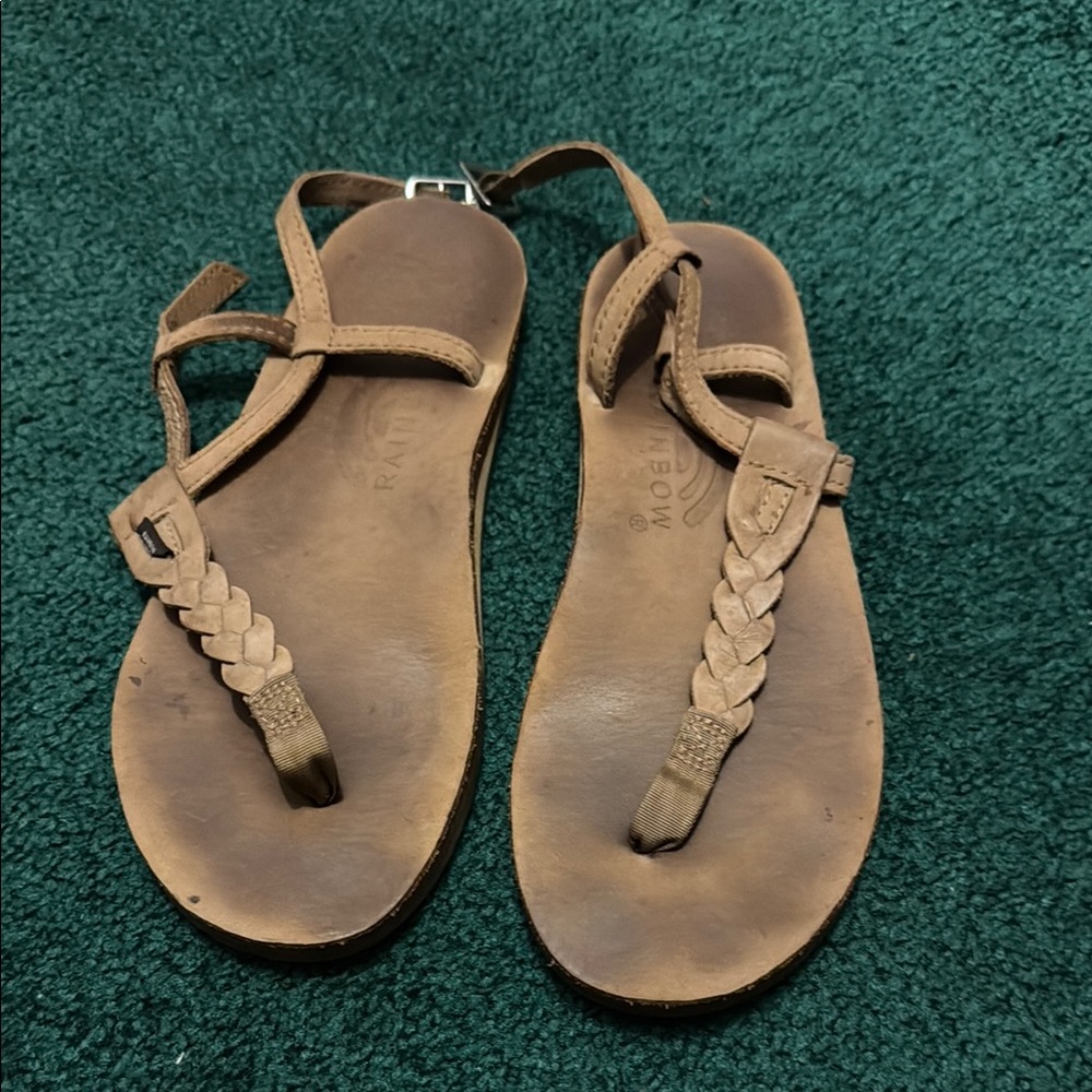 Rainbow the Original Brown Braided Leather Sandals